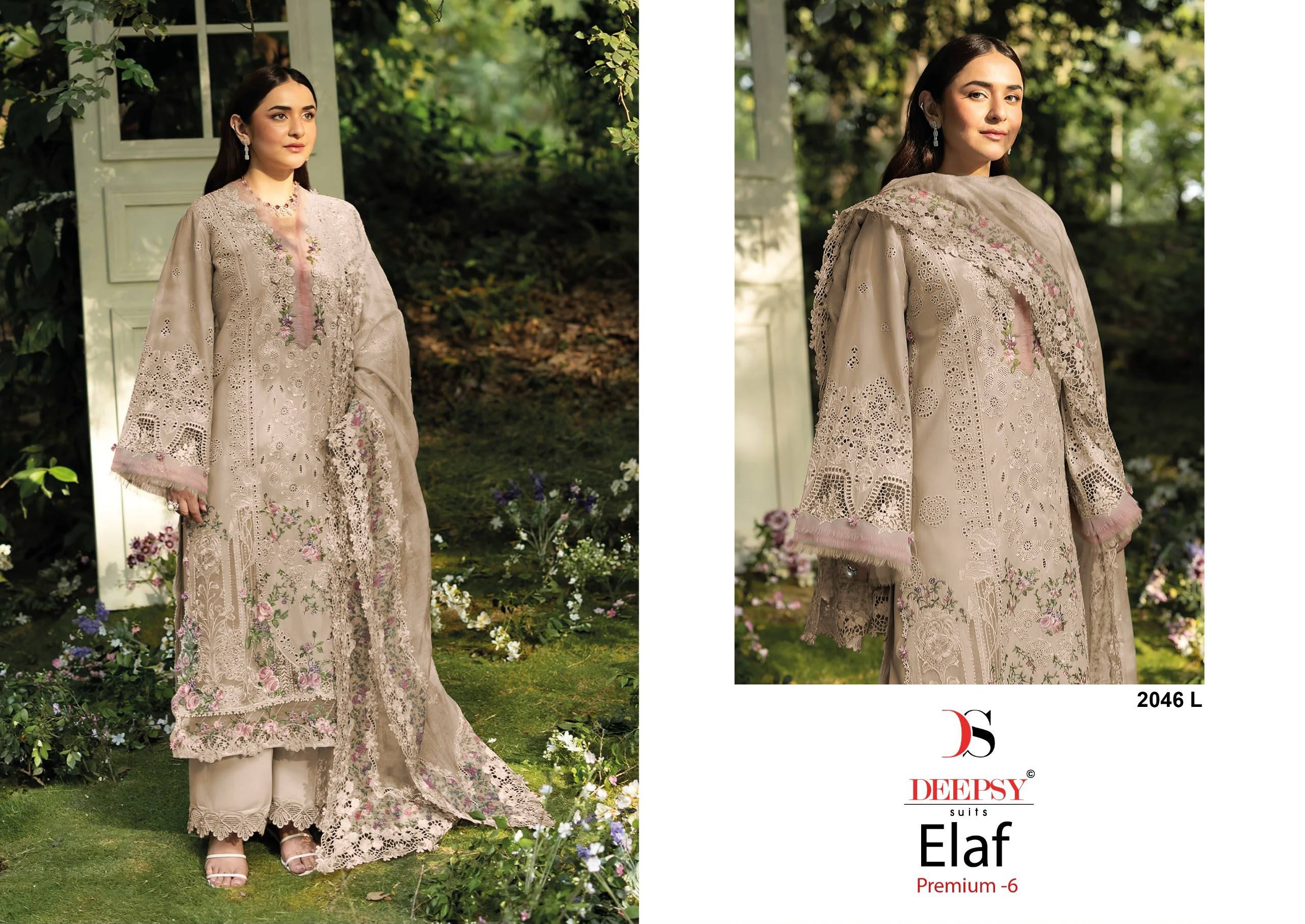ELAF  Premium Luxury Lawn by  DEEPSY SUITS 2046 I to 2046 L series Pakistani Suits Colorful casual Wear Pure cotton EMBROIDERED Dresses At Wholesale